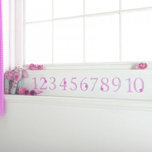 Number Wall Stickers Pink Polka