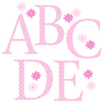 Alphabet Wall Stickers Upper Case Pink Polka