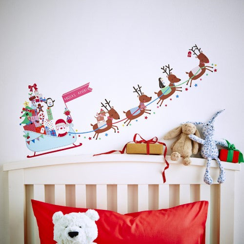 Personalised Advent Calendar Sleigh Wall Stickers