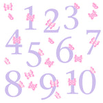 Number Wall Stickers Lilac Butterfly