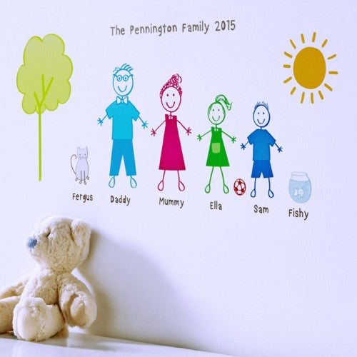 Personalised Stick Family Wall Sticker Portrait