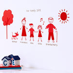 Personalised Stick Family Wall Sticker Portrait